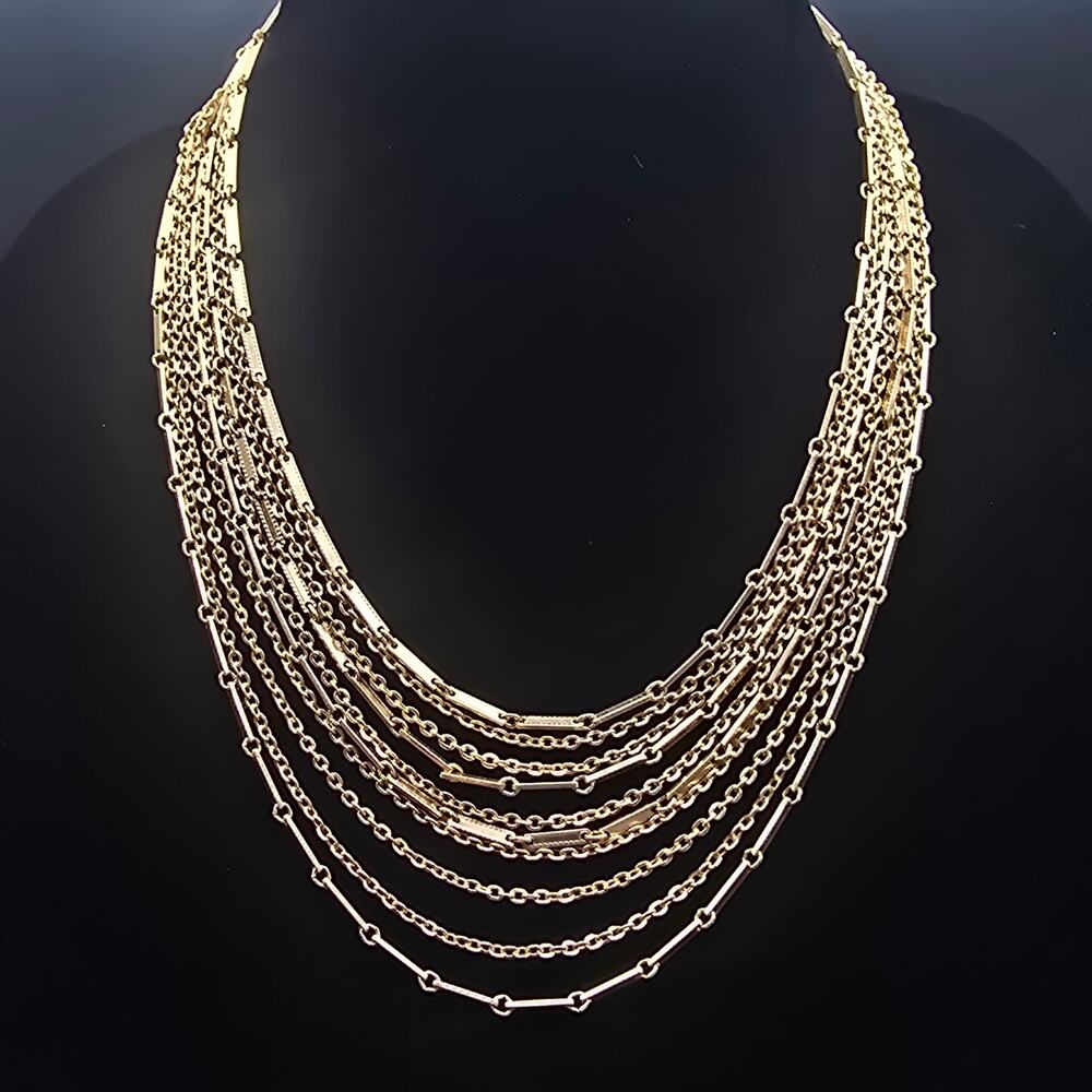 Sarah Coventry Gold Tone Layered Necklace Chain Vintage Jewelry